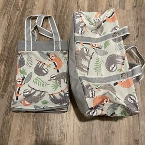 Thirty One Sloth Small and Mini Utility Totes Great For Snacks And Lunches